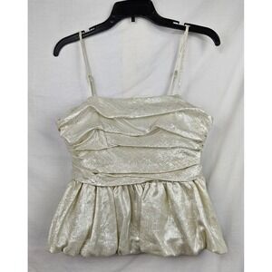 A New Day Womens Metallic Gold Peplum Camisole Top Smocked‎ Back Gold Medium